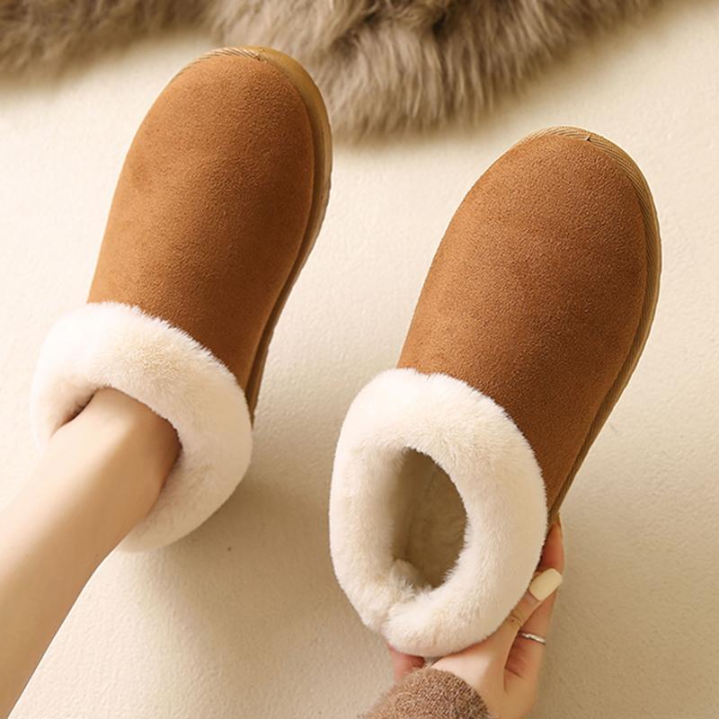 Fashion Faux Suede Thick Sole Non Slip Ankle Boots Women Warm Fur Thicken Plush Cotton Shoes Plus Size Comfort Platform Snow Boots