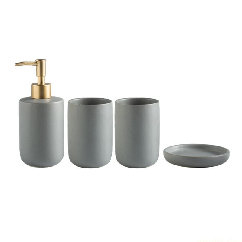 QX2E Farmhouses Washroom Bathroom Storage Accessories Lotion Dispenser Toothbrush Holder Soap Dish Bottle Cup