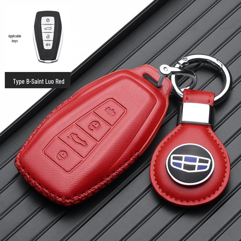 Genuine Leather Key Case for Geely Boyue, Xingyue L, Binyue ICON, Xingrui, Panda Mini - Premium Metal Shell