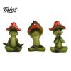 Small Tabletop Accents Yoga Mushroom Frog Figurine, Creative Resin Statue, Cute Sitting Decor Green Ornament for Home Office Shelf Decoration Desktop