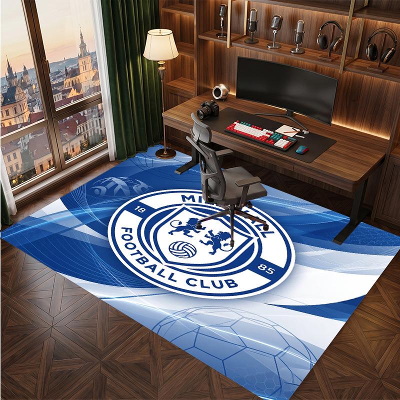 Millwall Football Print Crystal Velvet Rug, Comfortable Water Absorbent Non Slip Indoor Floor Carpet