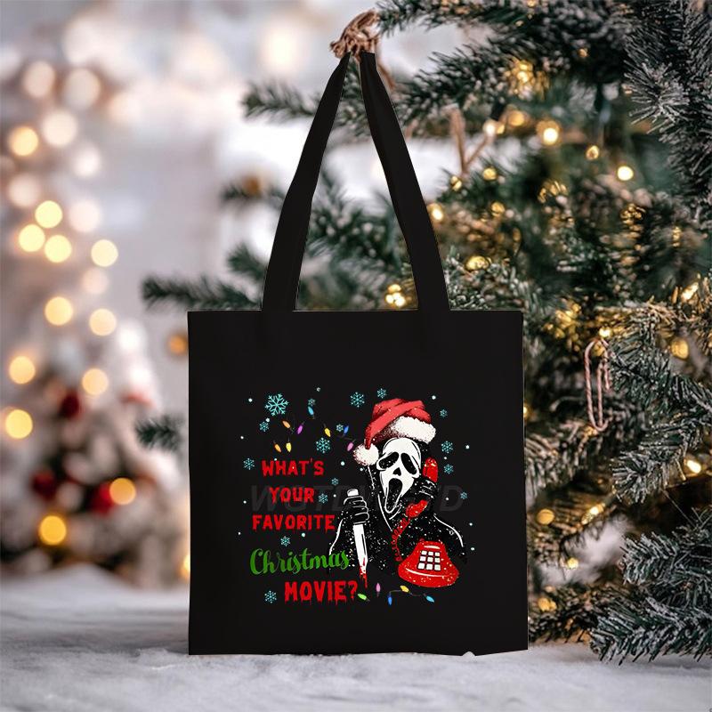 Christmas Christmas Printed Canvas Bag Large Capacity Casual Trend Student Shoulder Bag Tote Bag
