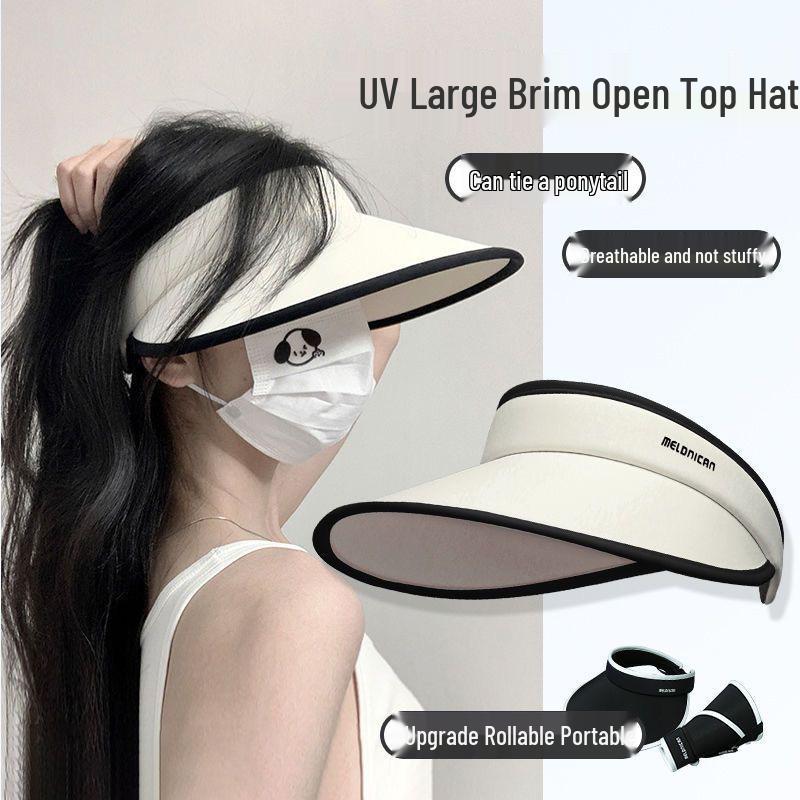 Summer Women's Open-Top Ice Silk Sun Hat: Foldable, UV Protective, Fashionable Wide Brim