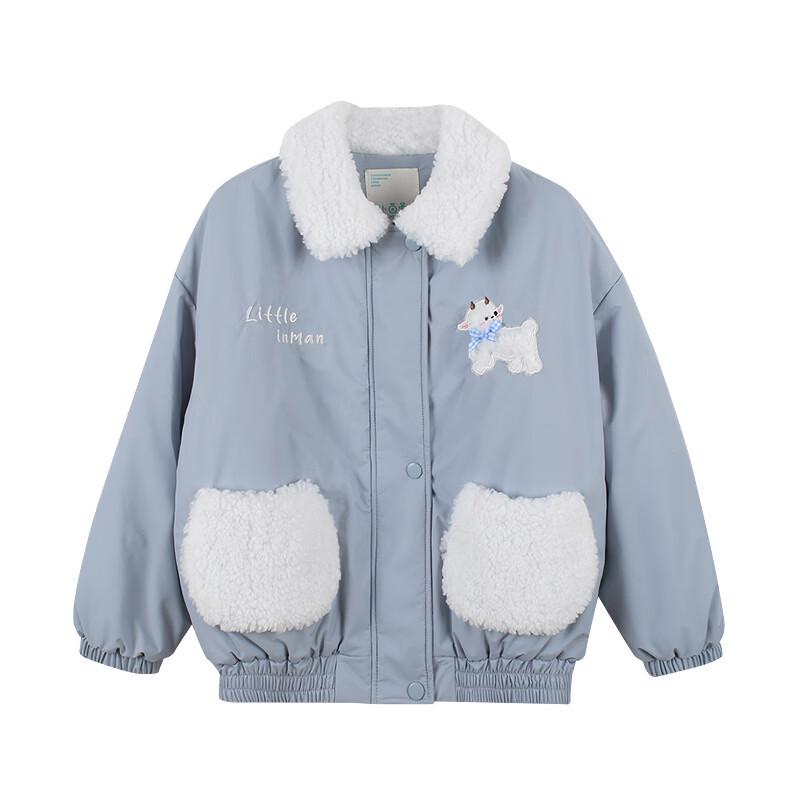 Girls' Cartoon Lamb Pattern Padded Winter Coat