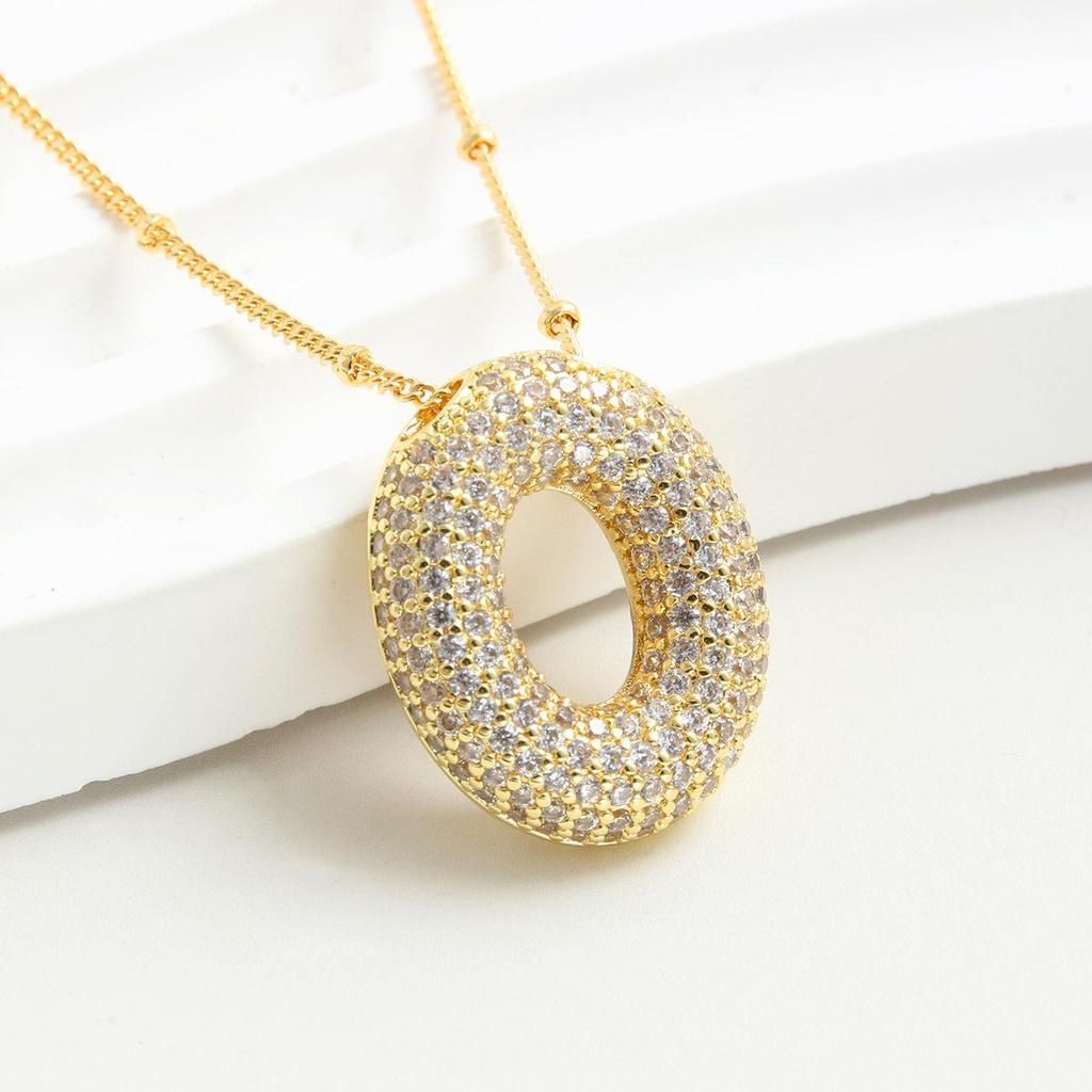 26 English Letter Gold-Plated Zircon Pendant Necklace