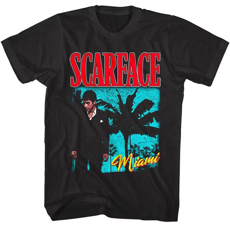 Scarface Men s T shirt Neon Miami Palms 80 s Tropical Sunset Tee 2XL
