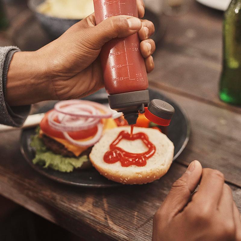 3/6Oz Leak-Proof Squeeze Bottle With Scale Kitchen Salad Sauce Set Portable Squeeze Oil Bottle Spicy Container Outdoor Picnic