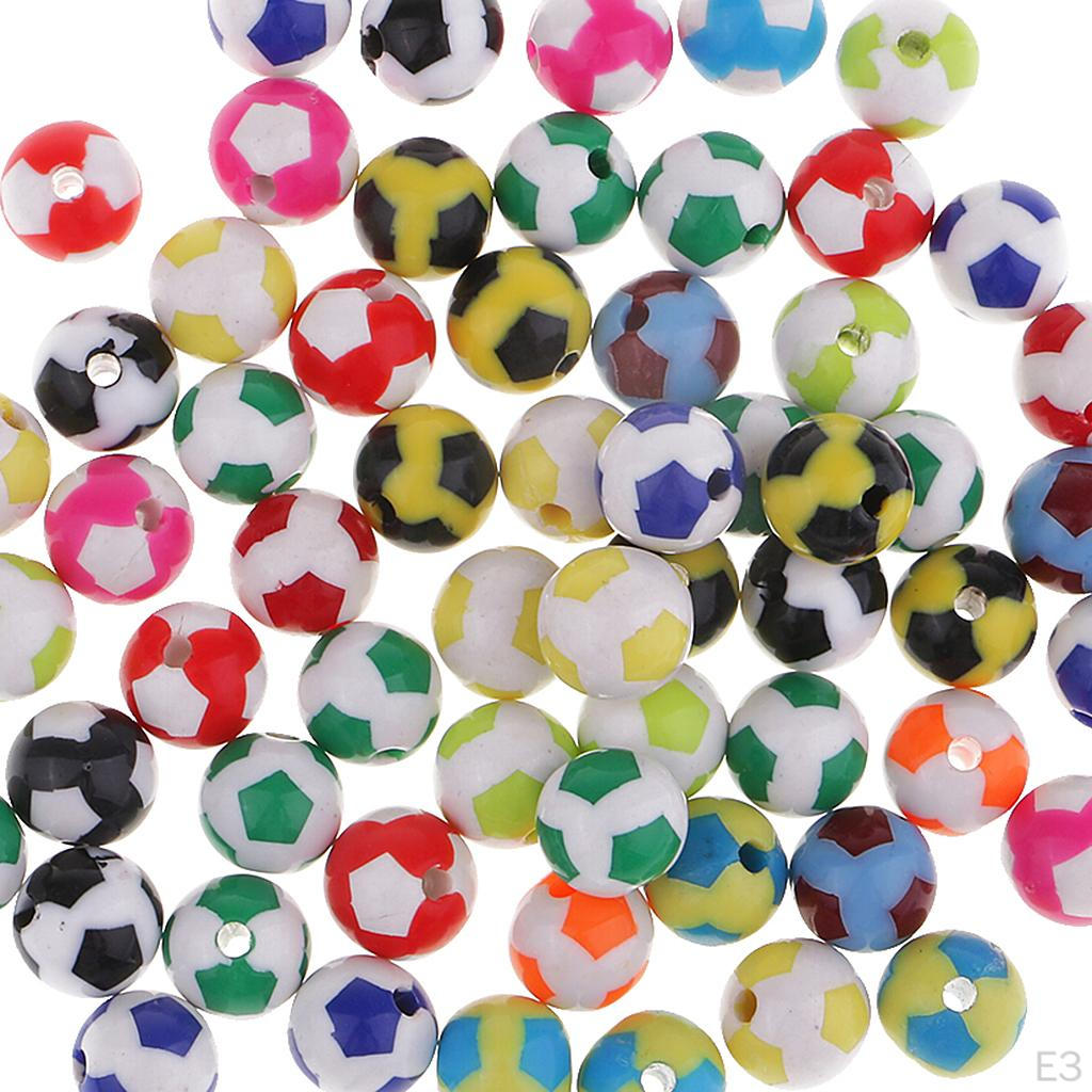 60 Pcs Mixed DIY Round Football Beads for Sewing Clothes Embellishment