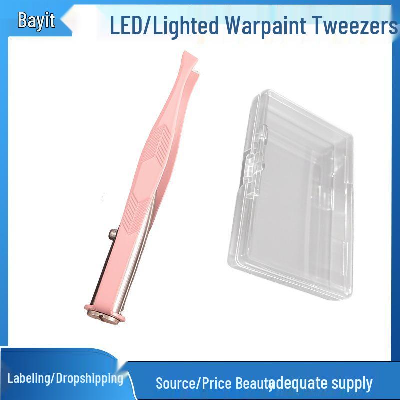 Lighted Stainless Steel Eyebrow Tweezers & Trimmer – Luminous Arrow Beauty Tool