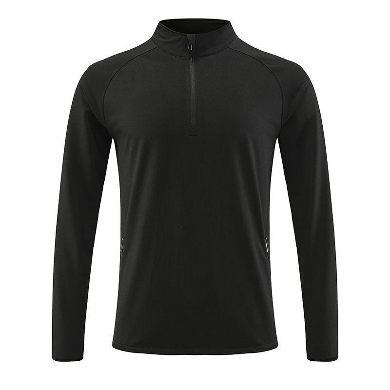 Men's European & American Long Sleeve Stand Collar Half Zip T-Shirt for Autumn/Winter Running & Fitness