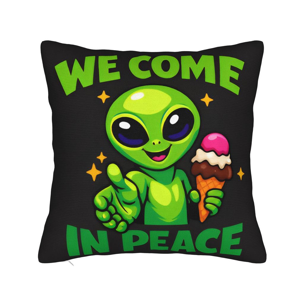 Ufo We Come In Space Alien Pillow Cover Funny Pillow Case For Living Room Bed Chair Soft Pillowcases Gift