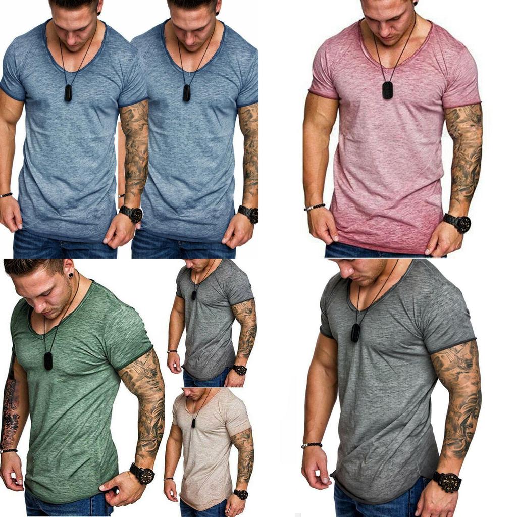 Fashion Men's Casual Tops V-neck T-shirt With Slim Fit And Premium Cotton Blend