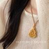 Vintager Vintage Hollow Filigree Inlaid Gemstone Gourd Pendant Necklace for Women, Openable Personal Buddha Amulet Sweater Chain