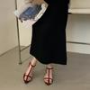 New pointed open-toed one-word buckle sandals women's hollow simple sexy cross strap beach shoes
