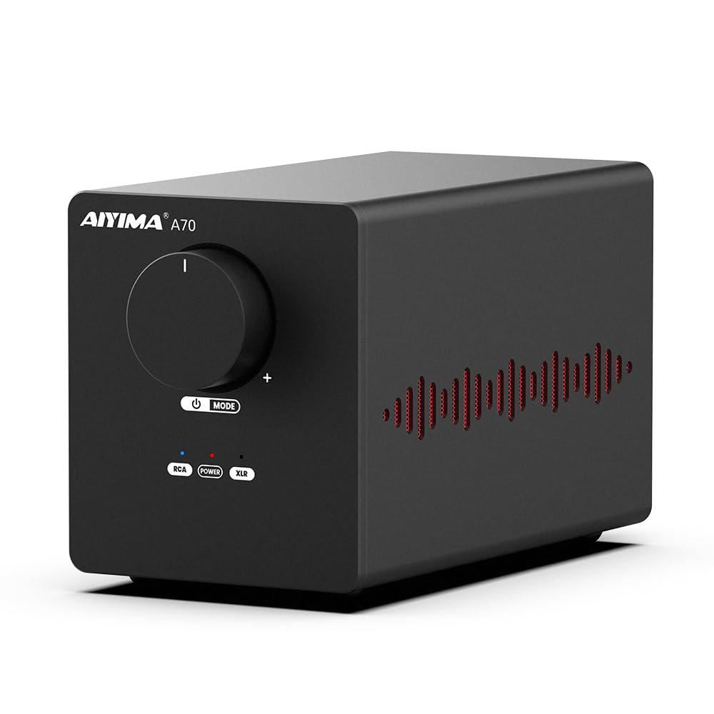 AIYIMA A70 Balanced Stereo Amplifier with TPA3255 Class D Amplifier for Desktop Home Bookshelf XLR RCA Inputs Trigger DC 48V 5A Power Adapter Included