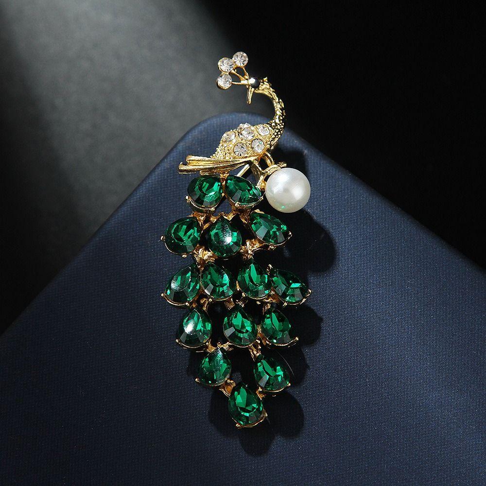 Retro Peacock Brooch Luxury Crystal Corsage Pin Jewelry Accessories Peacock Collar Pins  Wedding