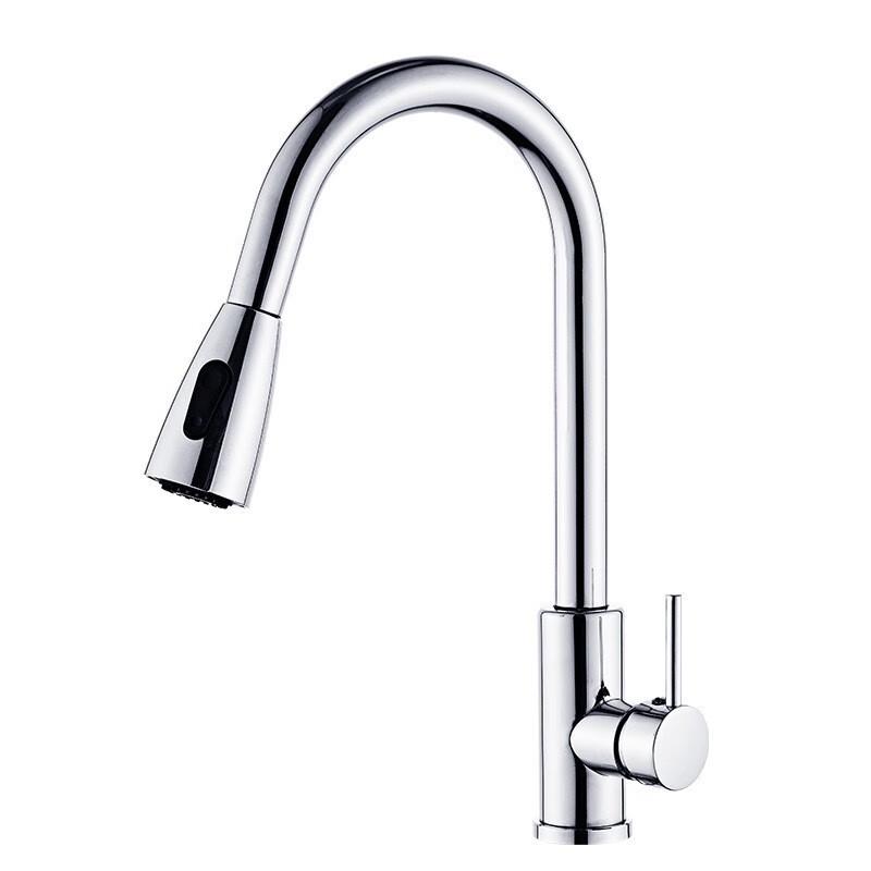 Longdai Black Brass Pull-Out Kitchen Faucet