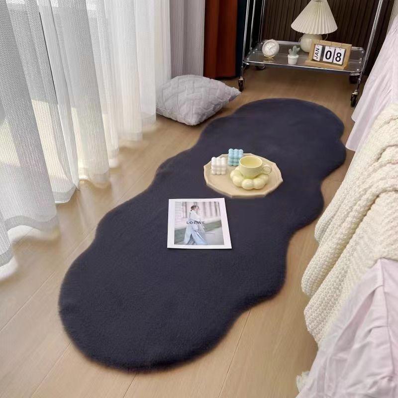 Short Pile Faux Rabbit Fur Rug for Bedroom, Living Room, or Entryway