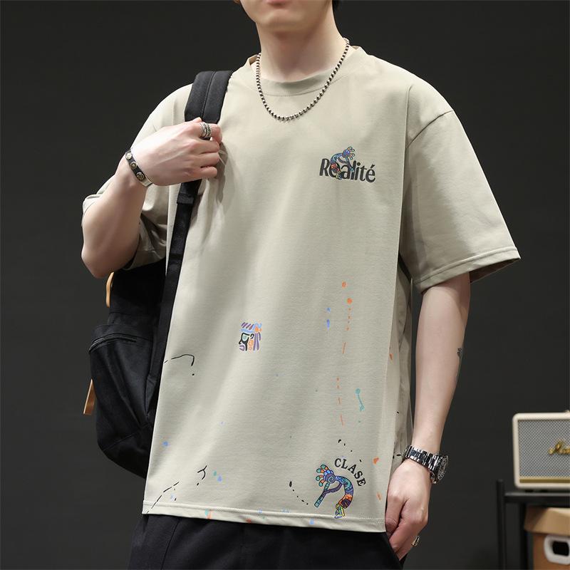 New Graffiti Short Sleeved T-shirt for Men's Summer Thin T-shirt Plus Size Men's Short Sleeved Shirt