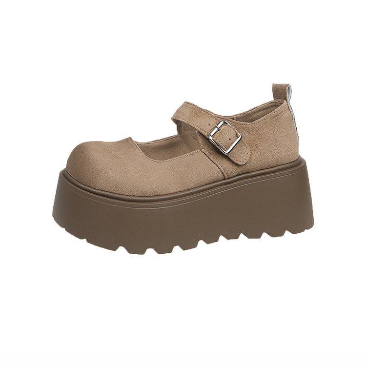 

[youshilai] White round head thick-soled muffin Mary Jane shoes women s 2025 spring new shallow single shoes 35