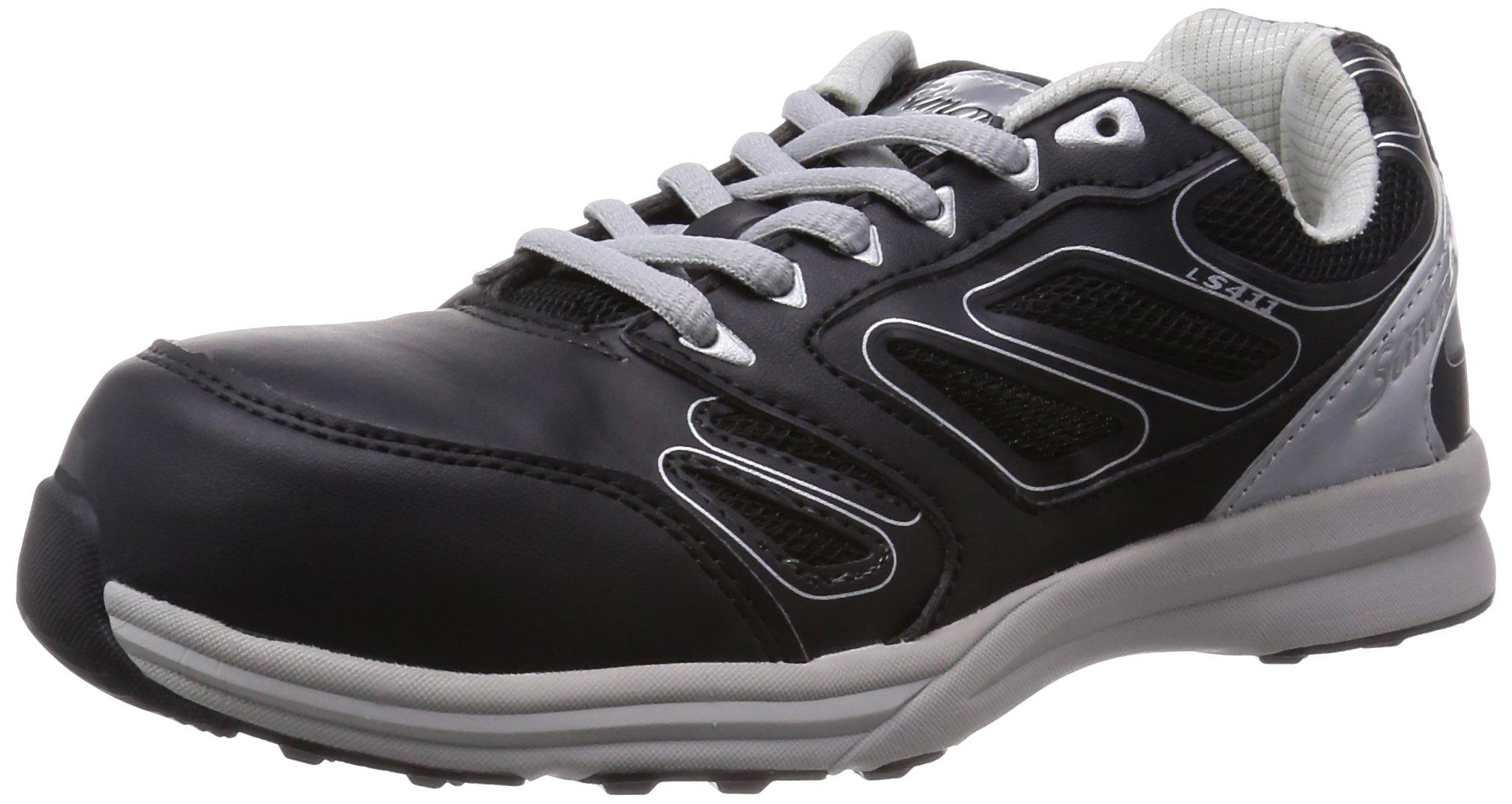 

Simon LS411 Professional Sneakers, Low Boots, JSAA Standard, Slip-Resistant, Lightweight, Low Sneakers with Laces, Black/Silver, Size 22.5 cm, 3E