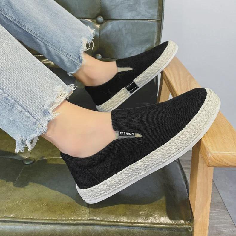 Tênis Casuais Slip-On de Lona Brancos Masculinos para Primavera, Respiráveis Estilo Old Beijing