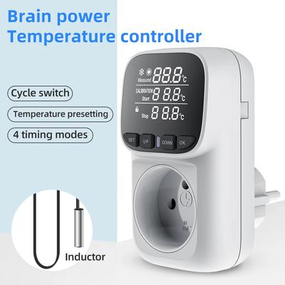 Controlador Digital de Temperatura Enchufe Termostato Enchufe UE 220V Con Interruptor Temporizador Calefacción Refrigeración Para Refrigerador Acuicultura