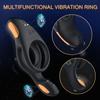 Vibrating Cock Ring with Clitoral Vibrator 10 Vibration Modes Penis Ring for Men Silicone Waterproof Sex Toys for Adult Couples Black
