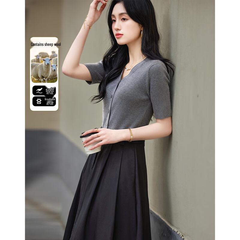 Demana Women s Quiet Luxury Faux Two-Piece A-Line Midi Dress XL