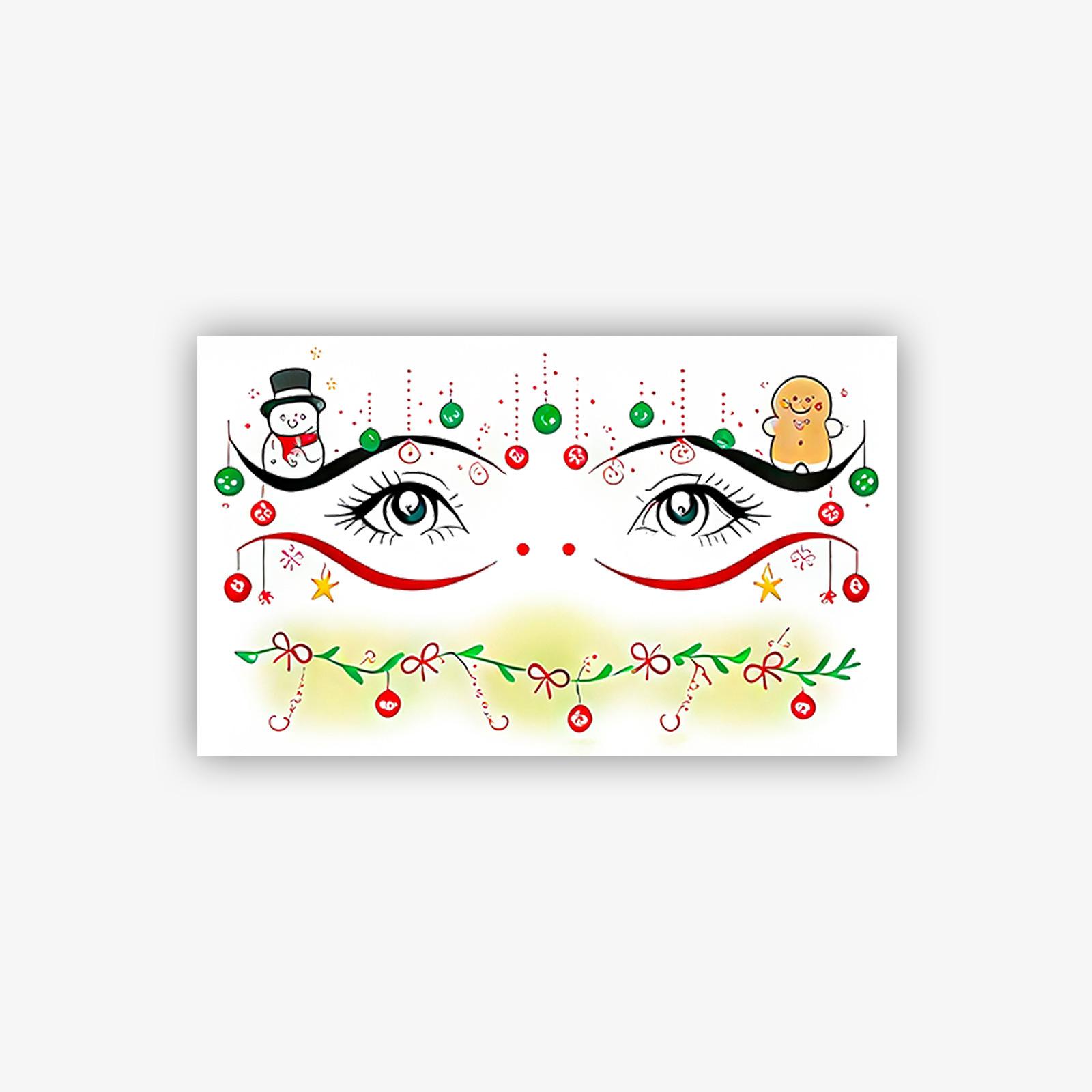 

Christmas Makeup Face Sticker Cute Sweet Little Fresh Creative Christmas Day Temporary Tattoo Sticker 15*9