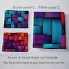 3-teiliges buntes geometrisches Karomuster-Bettbezug-Set, 1 Bettbezug + 2 Kissenbezüge (Keine Kisseneinlagen), Hochauflösender Druck für Zuhause
