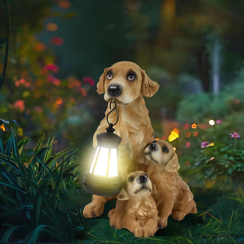 JYL TS/131,Creative Resin Simulation Golden Retriever Solar Outdoor Light for Garden Path Villa Decor