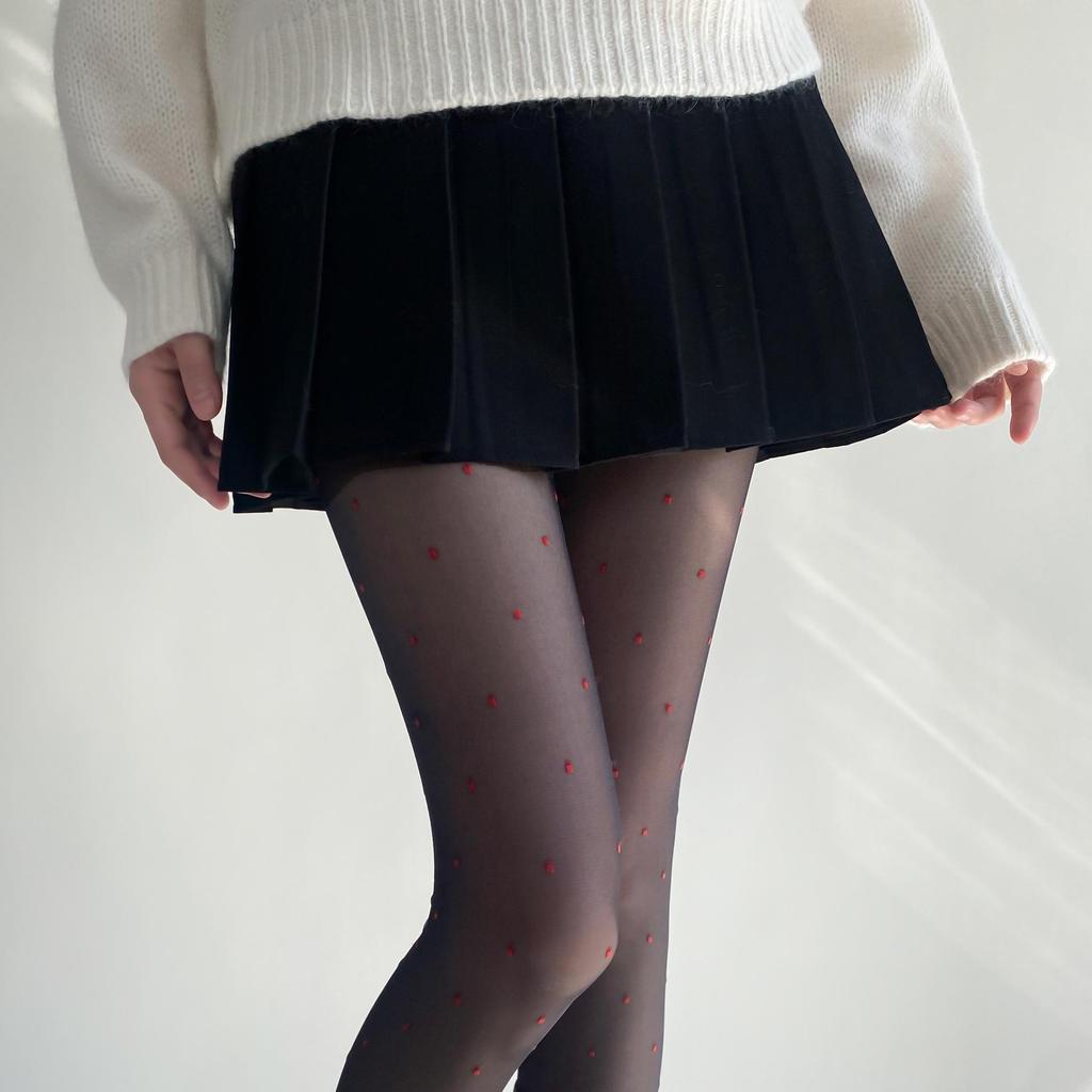 2024 Spring/Summer Core-Spun Jacquard Stockings: Ultra-Thin Slimming Socks with Polka Dots & Hearts
