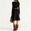 Fashionable Women's Elegant Western Round Neck Knitted Long Sleeved Spring And Dress