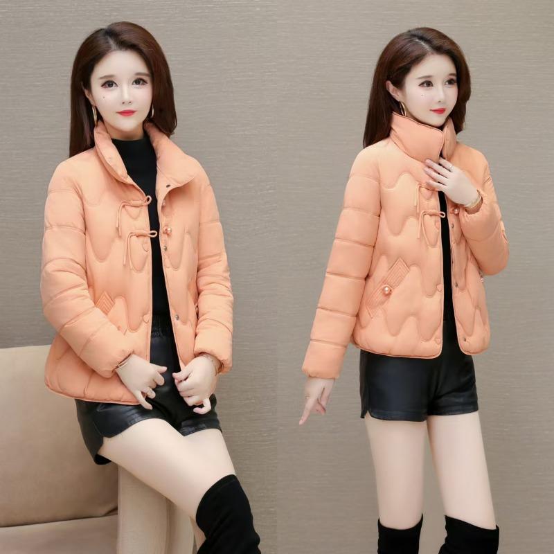 Cotton Clothes Short Women's New Buckle Fashion Thin Down Cotton Clothes Small Casual Versatile Winter Cotton Clothes