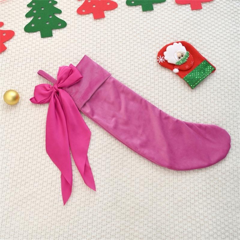 Christmas Stockings Bows Christmas Hanging Socks for Christmas Decorations J0MC