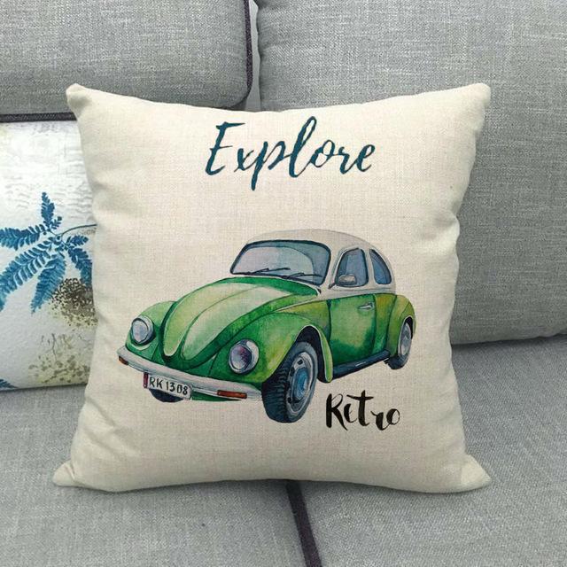 45cm *  unique watercolor car beetle design, suitable for family bedroom hotel  decoration pillow case