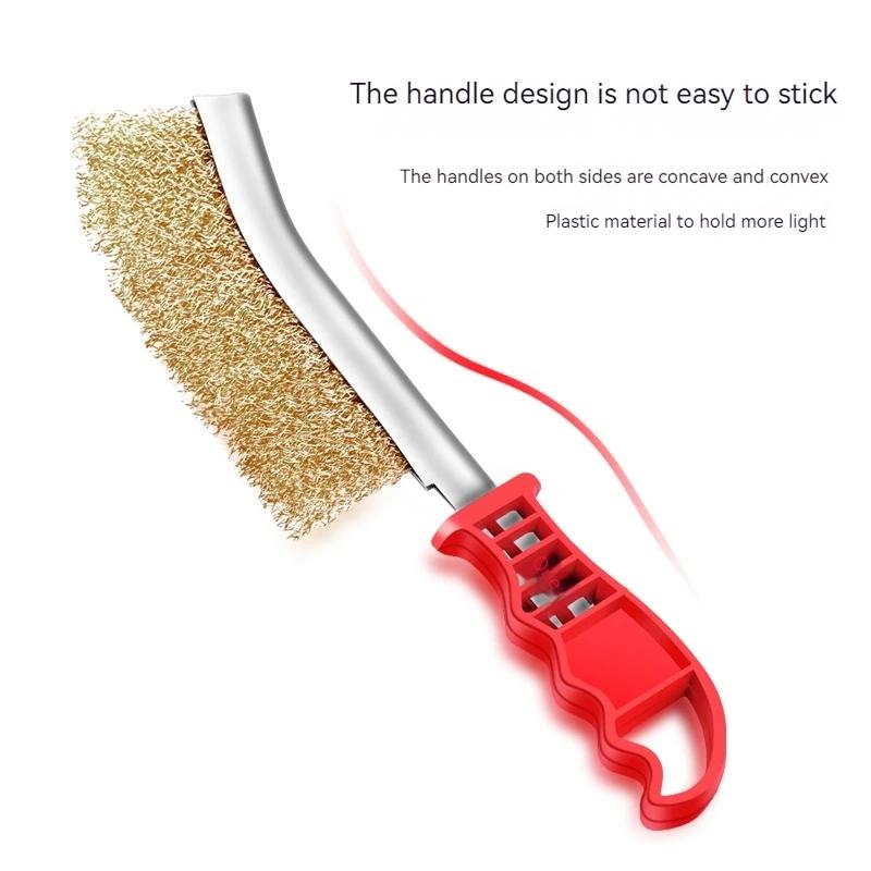 1pc Wire Brushe Brass Plated Steel Wire Stainless Steel Wire Brush Grill Cleaner BBQ Grill Steel Wire Brush Cleaning Tools