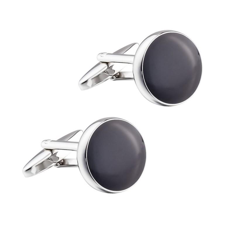 Spot New Black Round Drop Glue Enamel Cufflinks Men s Minimalist Style French Shirt Wholesale Pure Natural