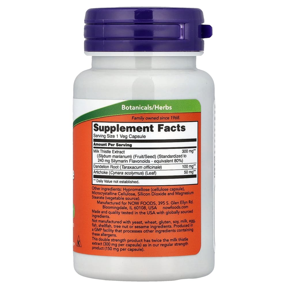 Now Foods Milk Thistle Double Strength 300mg, 50 Veggie Capsules