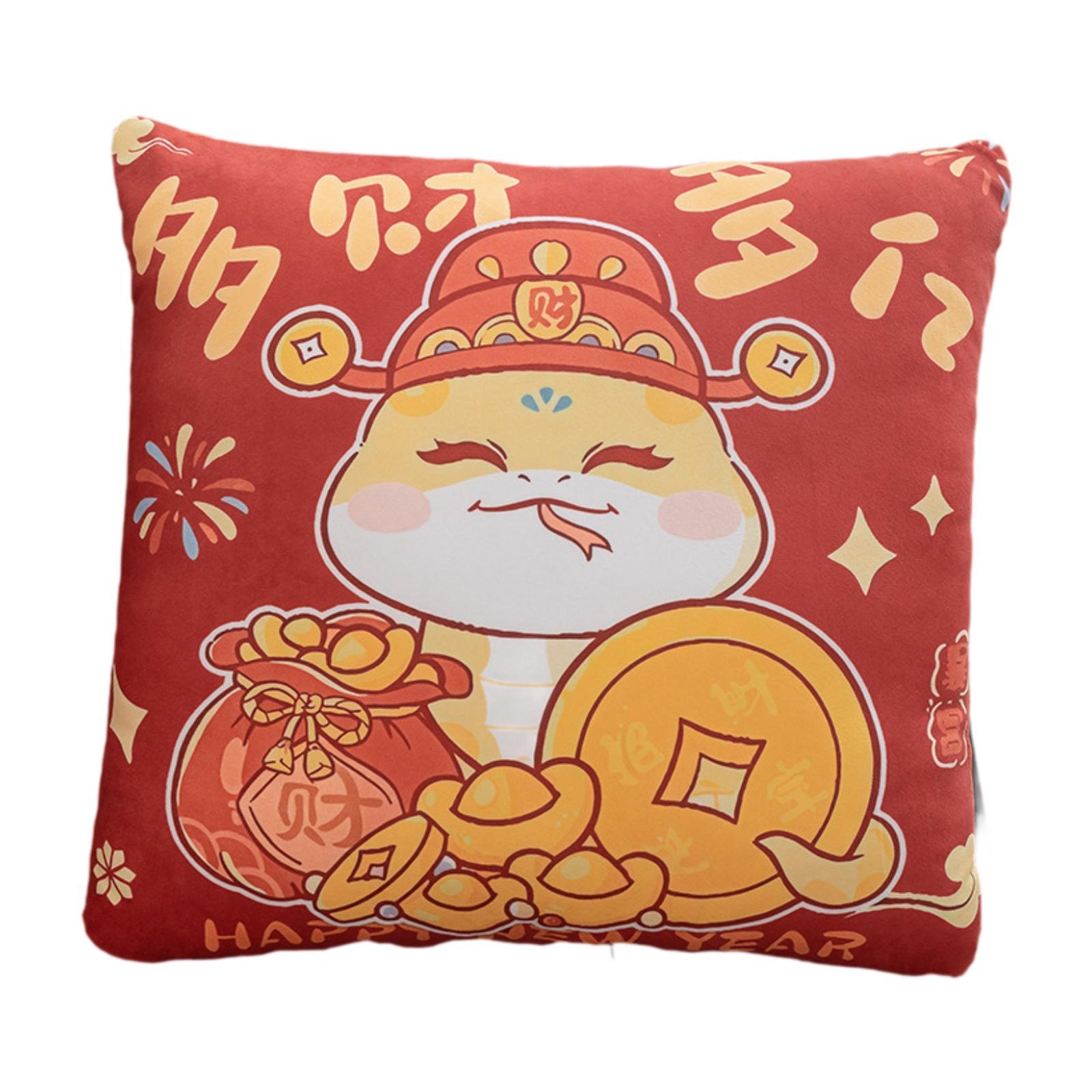 

Year of The Snake Throw Pillow Holiday Party Decor Comfortable Cartoon Decorative Pillow for Sofa Room Decor Bed Living Room Car
