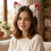 Realistic Plush Cat Ears Headband Furry Cosplay Hair Hoop Anime Headband  Daily Wear