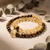 Natural Citrine & Tiger's Eye Double Row Bracelet, Boho Chic Healing Crystal Jewelry for Women, Wealth & Courage Success Amulet