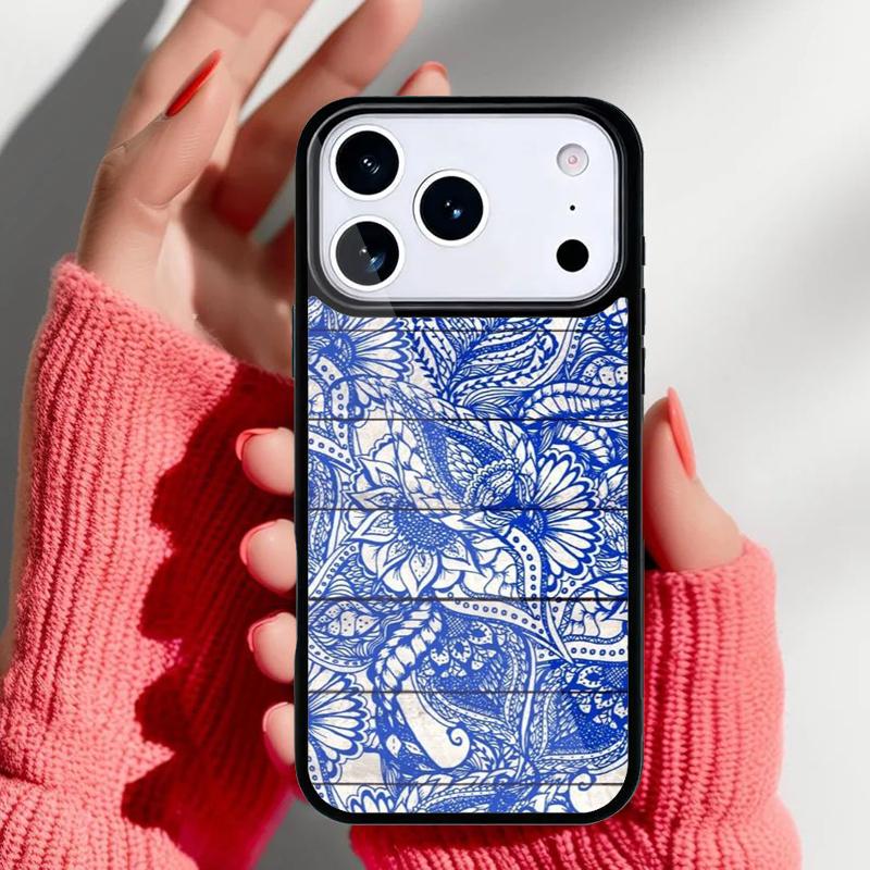 Mandala Floral Wood Phone Case for iPhone 17 16 15 14 13 Pro Max Back Cover for 12 11 Pro Coque