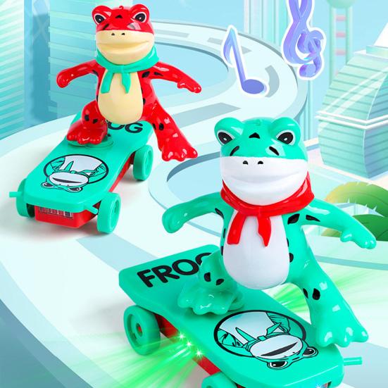 Stunt Scooter Toy with Lights 360-degree Frog Stunt Rotating Music  Interactive Balance Bike Electric LED Skateboard