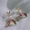Gradient Purple Heart Pearl Fishtail Stud Earrings