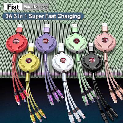 Câble de données trois-en-un pour voiture Fiat Câble de charge rétractable pour Doblo Stilo Bravo Freemont 500 Argo Pondo FR Abarth Panda Ducato