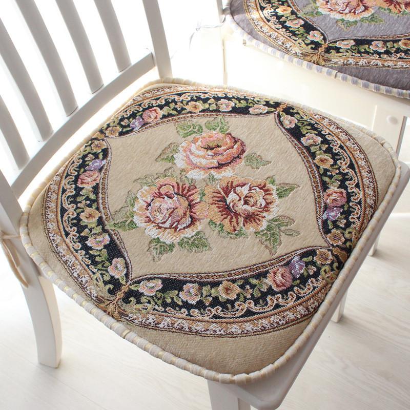 Chenille Non Slip Chair Cushion With Floral Pattern For Home Dining And Office
