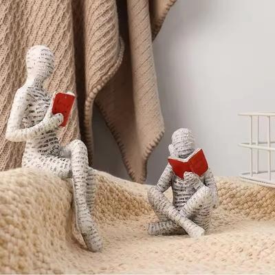Creative Reading Woman Resin Statue Nordic Modern Simple Decor -Desk Bookshelf Home Office Living Room Gift for Book Enthusiasts