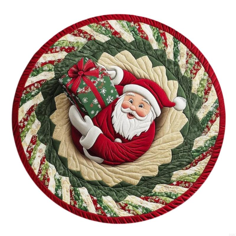 

Velvets Floor Mat Depth Pattern Washable Christmas Round Rug Interior Decors 60x60cm